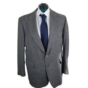 Men's Vintage Benchley Ltd. Gray Herringbone 100% Wool Blazer Sportcoat 42 R